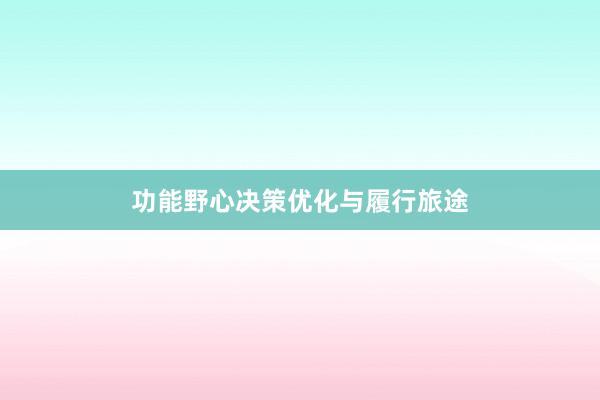 功能野心决策优化与履行旅途
